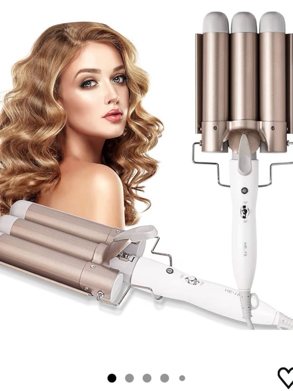 AORAEM Hair Curling Iron Wand 3 Barrel Wave 32mm Ceramic Curler (Gold)